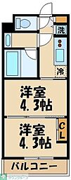 ガーラ・アヴェニュー調布 2階2Kの間取り