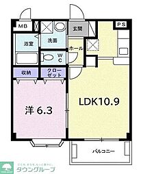 ベル・ソレイユＢ 3階1LDKの間取り