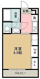 パークサイド諏訪 2階1Kの間取り