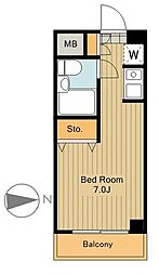 第62クリスタルマンション 5階ワンルームの間取り