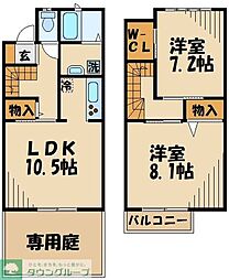 ディアコート烏山 2階2LDKの間取り