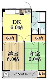 竹内コーポB 2DKの間取図画像