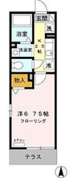 ヴィラ・ファミーユA 1Kの間取図画像