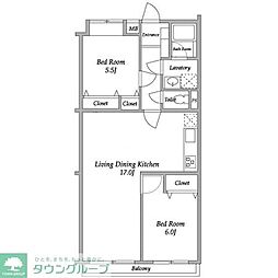 ガーデンハウス千歳船橋 2LDKの間取図画像