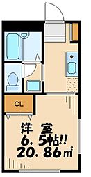 メドウ赤堤 1Kの間取図画像