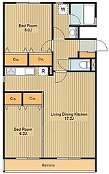 オルムコート阿佐ヶ谷 2LDKの間取図画像