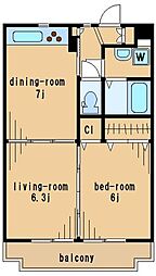 レジディア吉祥寺 2DKの間取図画像
