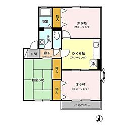 サイプレスタウンA 3DKの間取図画像