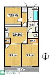 第2学園サンハイツ 3DKの間取図画像
