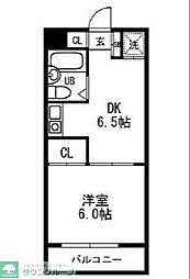 パーソネージュ武蔵関 1DKの間取図画像
