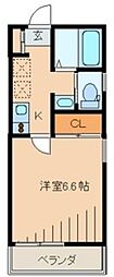 銘 1Kの間取図画像