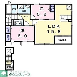 西東京市中町3丁目アパート 2LDKの間取図画像