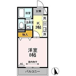 Kハイム 1Kの間取図画像