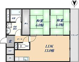 エステートサカイ 103 ｜ 大阪府東大阪市善根寺町1丁目1-13（賃貸マンション2LDK・1階・57.40㎡） その2