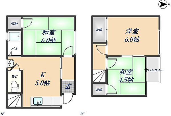 ハルイテラス日下町 ｜大阪府東大阪市日下町1丁目(賃貸テラスハウス3K・1階・43.40㎡)の写真 その2