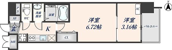 スプランディッド荒本駅前DUE 1103｜大阪府東大阪市横枕西(賃貸マンション2K・11階・27.61㎡)の写真 その2