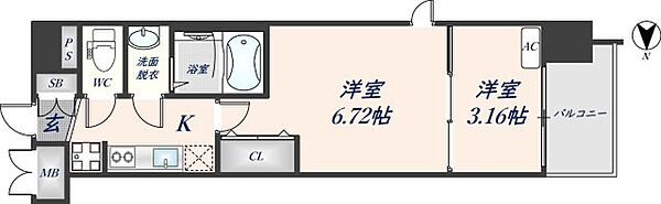 スプランディッド荒本駅前DUE 1305｜大阪府東大阪市横枕西(賃貸マンション2K・13階・27.61㎡)の写真 その2