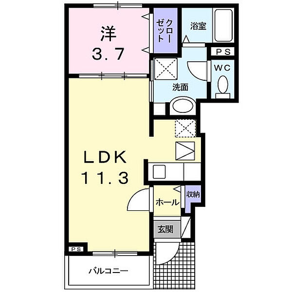 ミルト諸福 102｜大阪府大東市諸福1丁目(賃貸アパート1LDK・1階・37.13㎡)の写真 その2