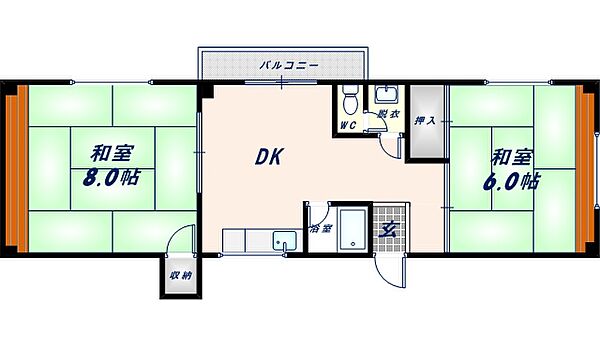 セントラルパークビル 301｜大阪府東大阪市長栄寺(賃貸マンション2DK・3階・46.00㎡)の写真 その2