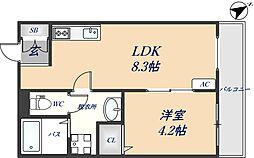 Dias東石切 2階1LDKの間取り