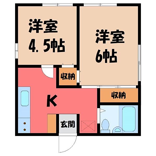 茨城県筑西市乙(賃貸アパート2K・1階・29.82㎡)の写真 その1