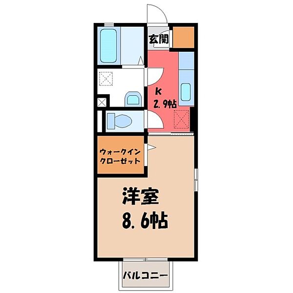 茨城県筑西市稲野辺(賃貸アパート1K・1階・30.27㎡)の写真 その2