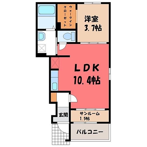 茨城県筑西市乙(賃貸アパート1LDK・1階・37.93㎡)の写真 その2