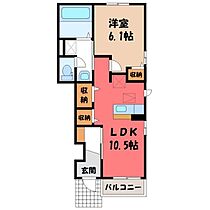 栃木県栃木市大平町富田（賃貸アパート1LDK・1階・42.39㎡） その2