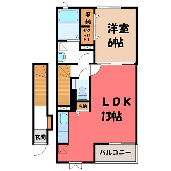 茨城県筑西市榎生1丁目(賃貸アパート1LDK・2階・49.14㎡)の写真 その2