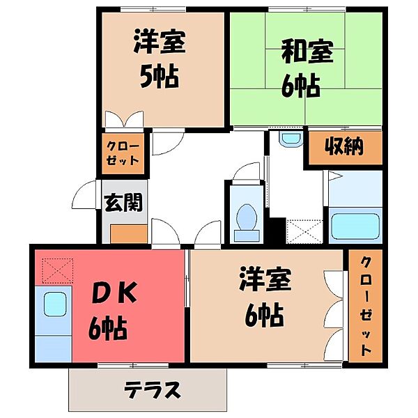 茨城県筑西市乙(賃貸アパート3DK・1階・60.00㎡)の写真 その2