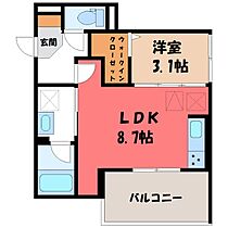 栃木県小山市駅東通り2丁目（賃貸アパート1LDK・2階・32.00㎡） その2