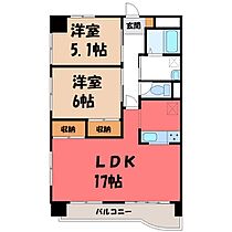 栃木県小山市本郷町2丁目（賃貸マンション2LDK・4階・61.98㎡） その2