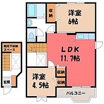 栃木県小山市城東6丁目（賃貸アパート2LDK・2階・58.12㎡） その2