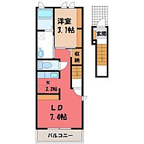 栃木県栃木市小平町（賃貸アパート1LDK・2階・40.09㎡） その2