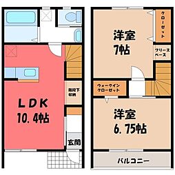 ヴィラ・ユーリ 1階2LDKの間取り