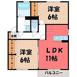 カーサ・ミリオーレ III 1階2LDKの間取り