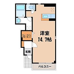 センローク 1階ワンルームの間取り