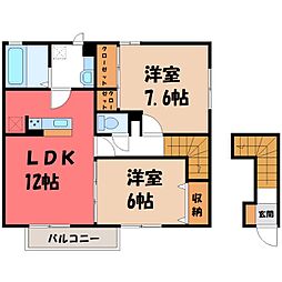 サン・メゾン真弓B 2LDKの間取図画像