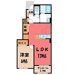 アンジュ・ブローテA 1LDKの間取図画像