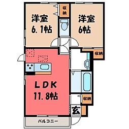 クローバー 2LDKの間取図画像