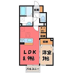 プラシエンテB 1LDKの間取図画像