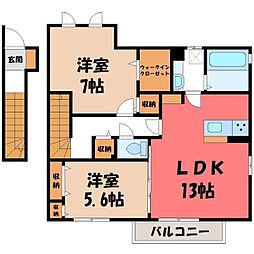 パティオ川木谷A 2LDKの間取図画像