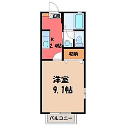 エスプワールB 1Kの間取図画像