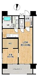 フラワーコーポ六本松 1LDKの間取図画像