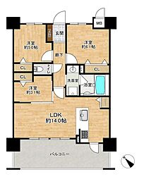 クラブスタイル南里桜並木通り 3LDKの間取図画像