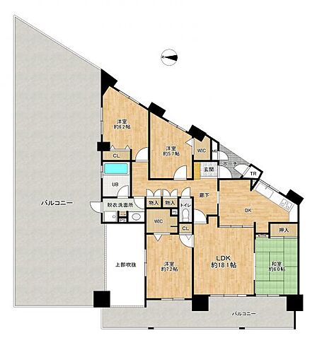 上階なしの6階部分!全居室広々+収納完備!ルーフバルコニーのある開放感あふれる間取りです♪