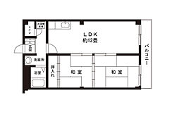 タカシマビル 2LDKの間取図画像