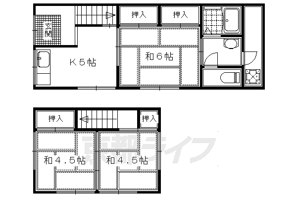 安芸山テラスハウス 10｜京都府京都市伏見区桃山町安芸山(賃貸テラスハウス3DK・--・50.26㎡)の写真 その2