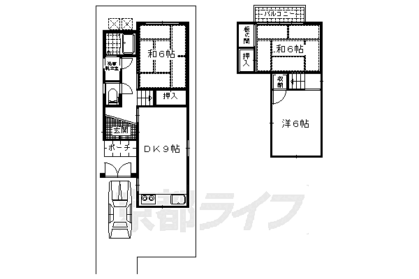 深草大亀谷大谷町貸家 1｜京都府京都市伏見区深草大亀谷大谷町(賃貸一戸建3DK・--・61.56㎡)の写真 その2