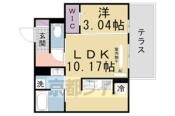 京都府京田辺市薪西窪(賃貸アパート1LDK・2階・33.64㎡)の写真 その2